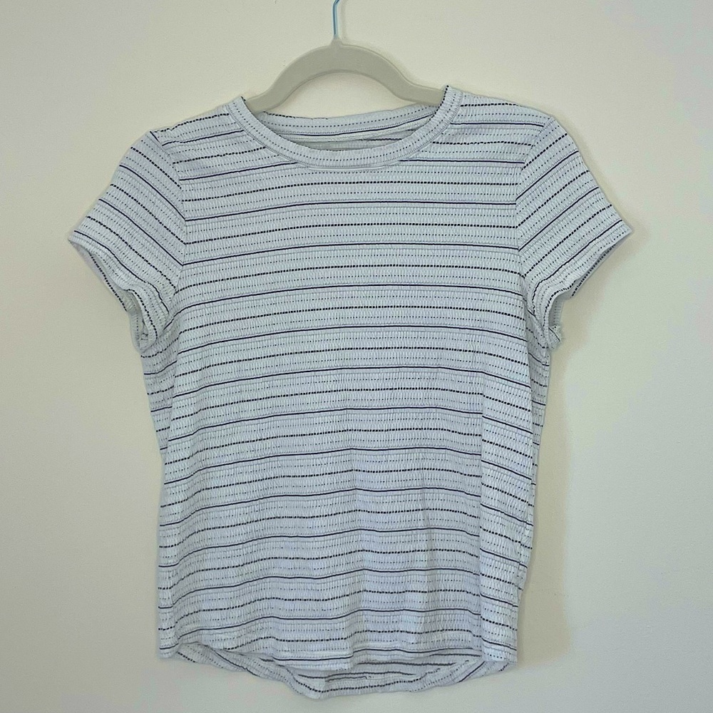 Madewell White and Black Striped Short Sleeve Tee